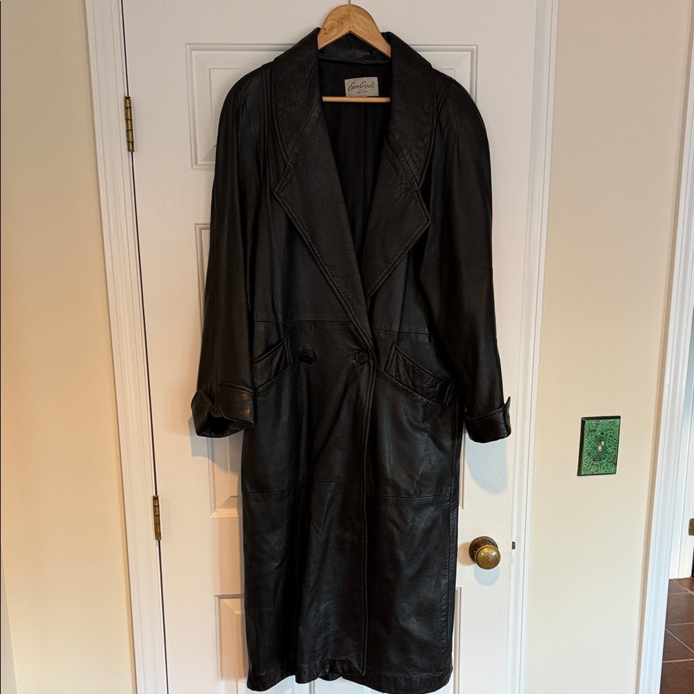 Sophisticated Black Leather Trench Coat for Women